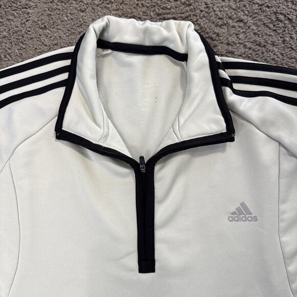 Adidas Athletic Light Gray Quarter Zip Pullover Sweatshirt - Men's - Picture 2 of 5
